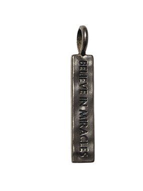 Believe In Miracles Pendant Silver Toned Rectangular Charm Inspirational Jewelry
